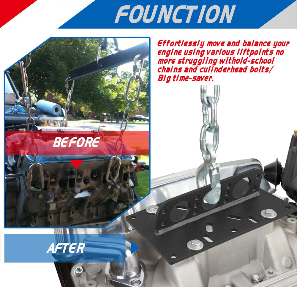 YHXCUIER lift plate in a garage setting demonstrating safe engine removal workflow