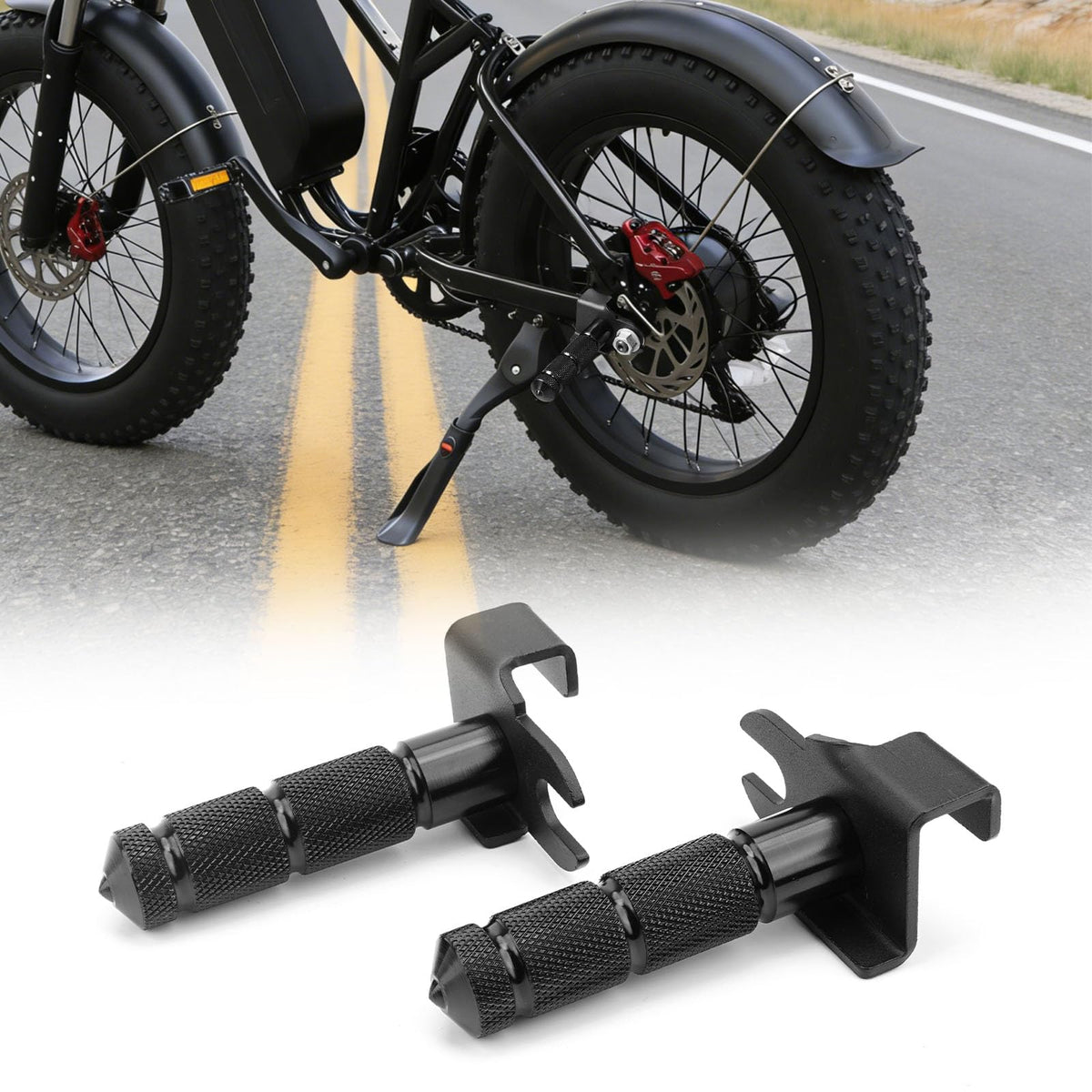 YIBEICO foot peg front mounted on Ridstar showing stable support