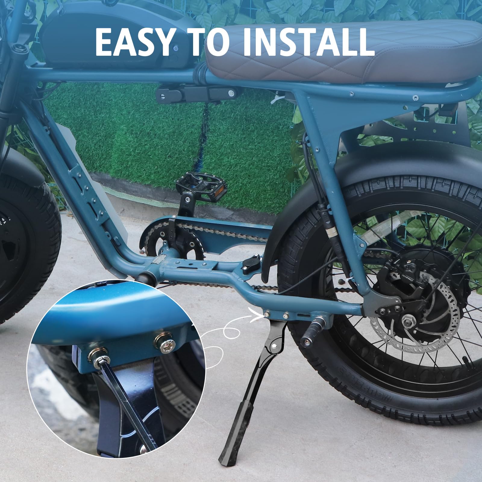 YIBEICO step-by-step installation scene showing bolt placement and no-modification swap benefit