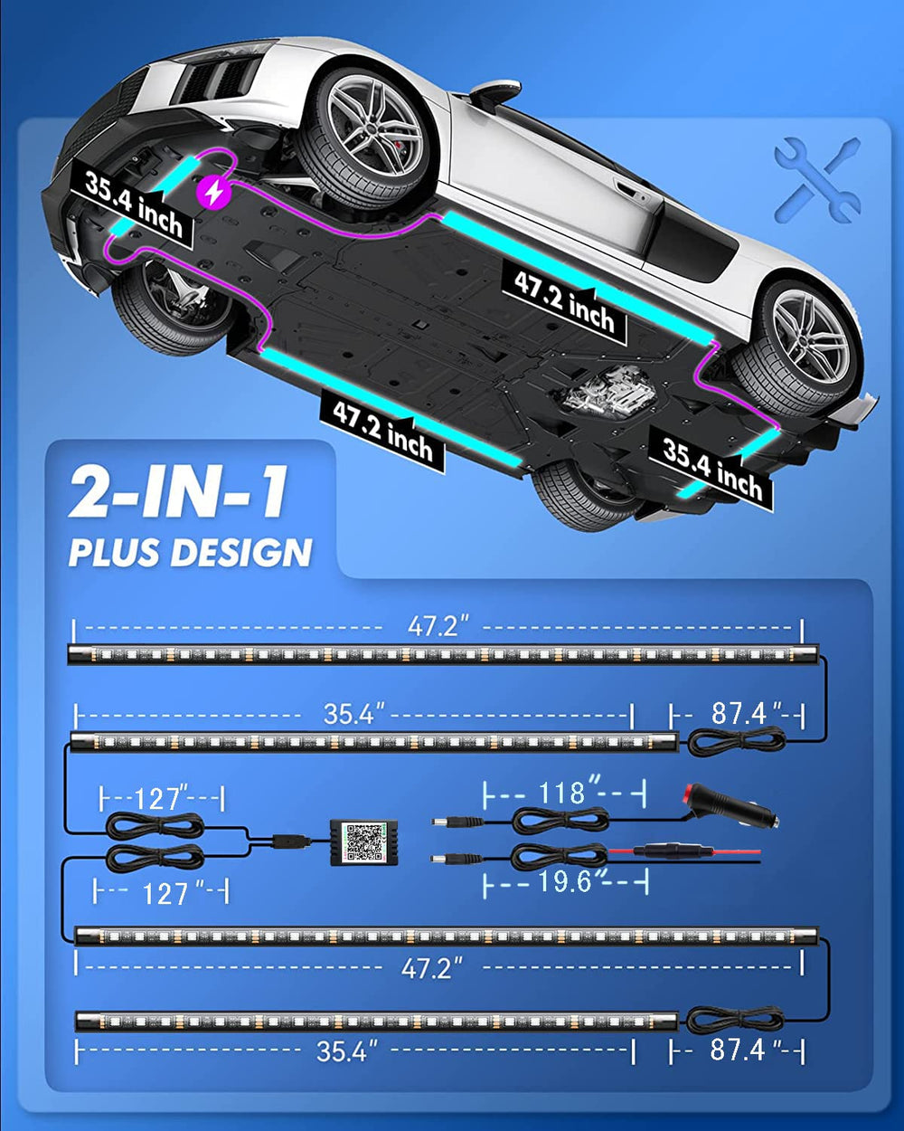 Yielinth installed underbody side view demonstrating vivid accent lighting effect