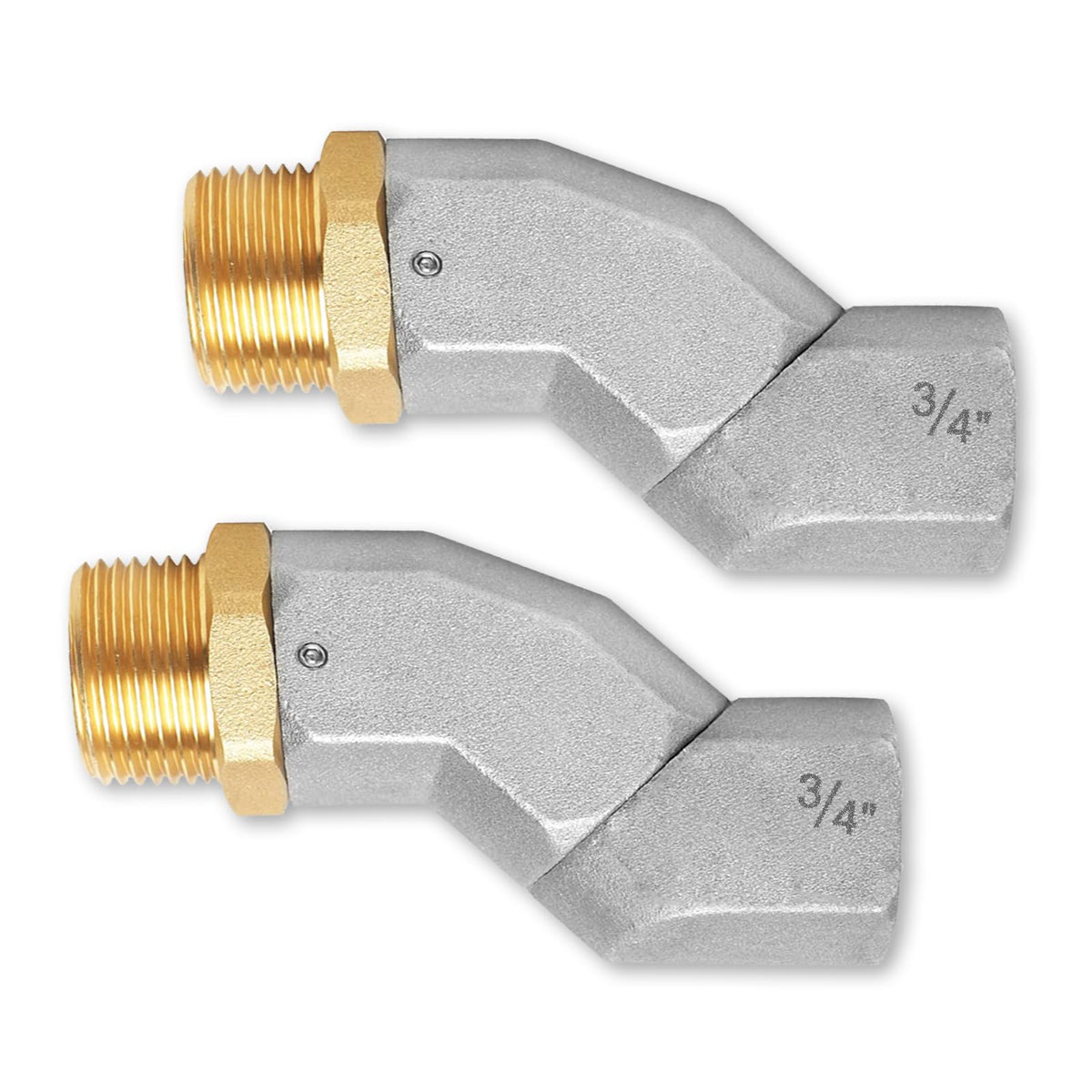YIENAKFUN front view of two 3/4" NPT fuel swivels showing compact design and easy install