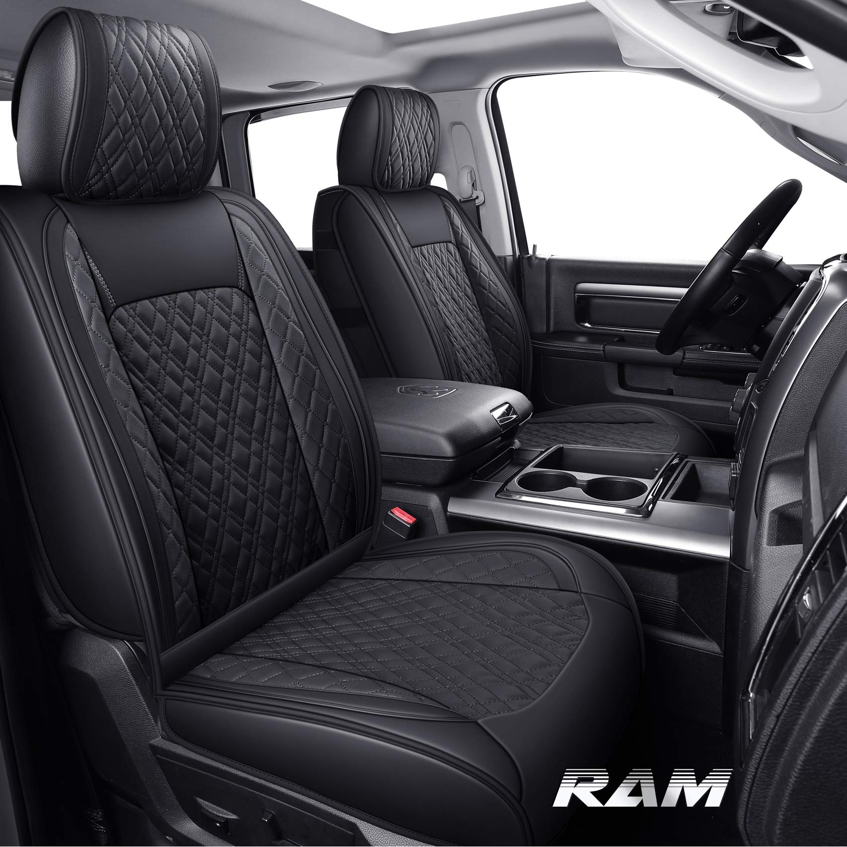 YIERTAI front packaging showing full black seat cover set and benefits