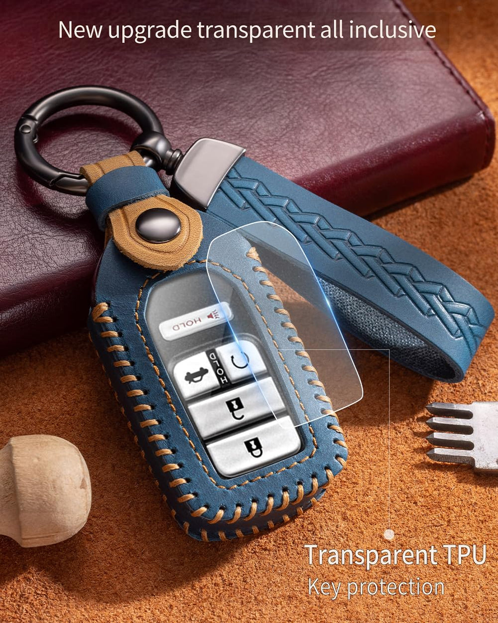 YINEOR side profile showing stitching and slim thickness for pocket comfort benefit