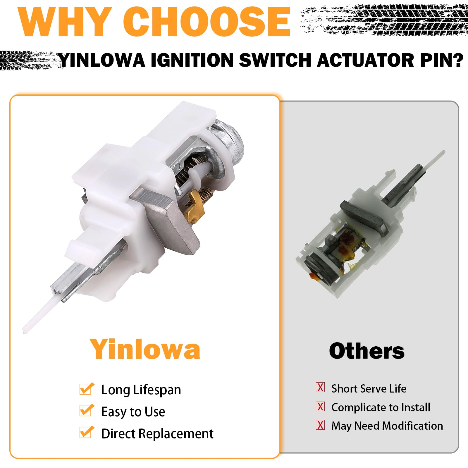 Yinlowa actuator pin next to ruler showing compact size and fitment benefit
