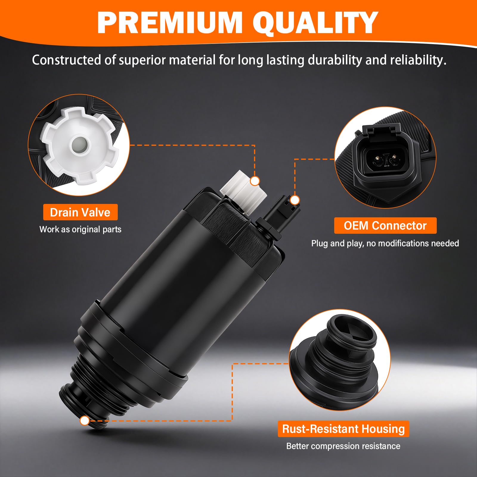 Yinlowa drain valve detail highlighting easy water evacuation benefit
