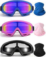 YISUGOOC front packaging showing three goggles and gaiters, clear kit benefit