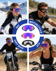 YISUGOOC goggles worn under a motorcycle helmet, secure comfortable fit