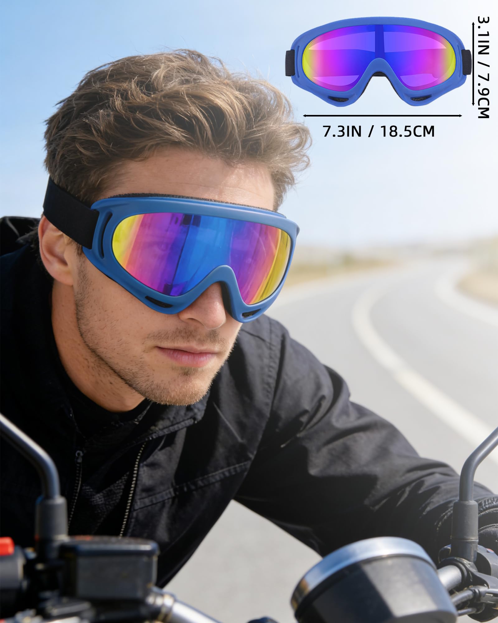 YISUGOOC neck gaiter paired with goggles flatlay, dust and wind shield benefit