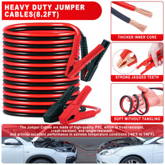 YJUSMAK close-up of 6-gauge jumper cables with copper clamps for reliable boosts