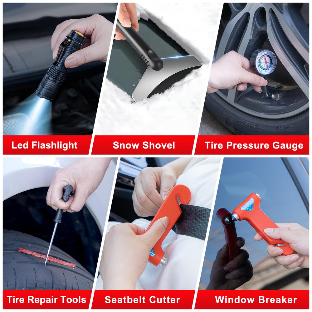YJUSMAK kit stored in car trunk demonstrating compact fit and readiness