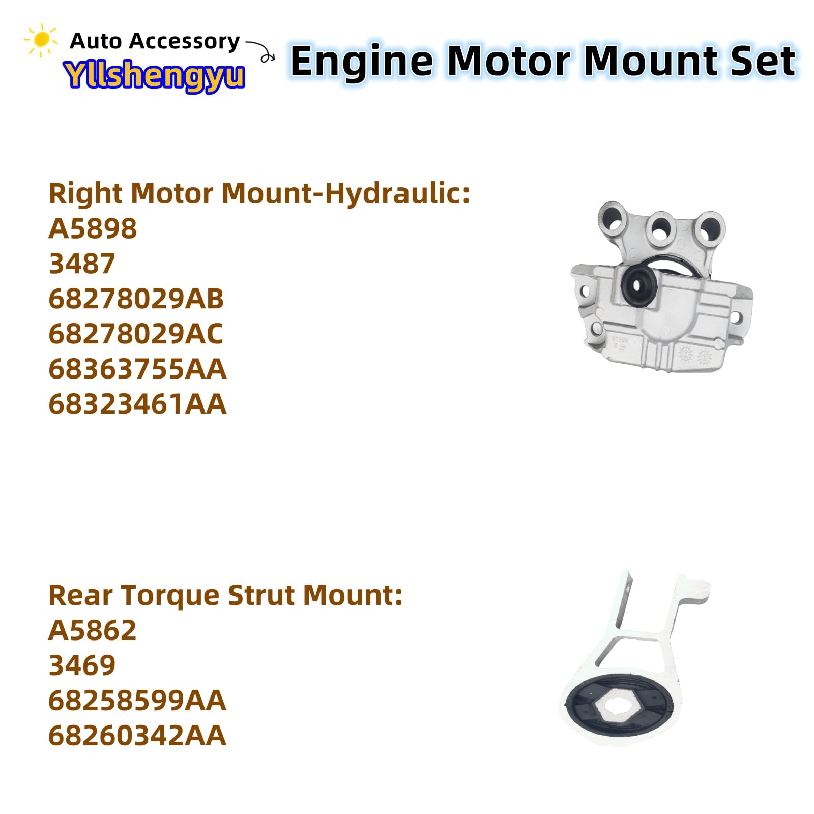 Yllshengyu three-piece mount kit installed in vehicle demonstrating restored stability and quieter cabin