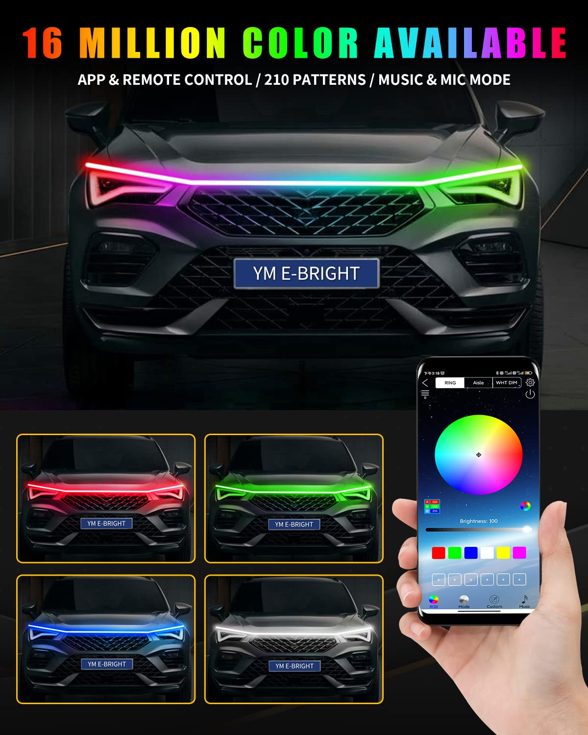 YM E-Bright strip next to ruler for 79in scale and easy fit measurement benefit