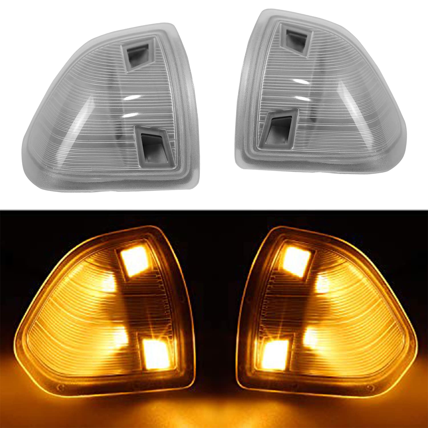 YMHHefy front clear-lens mirror turn signal showing clean factory appearance and better visibility