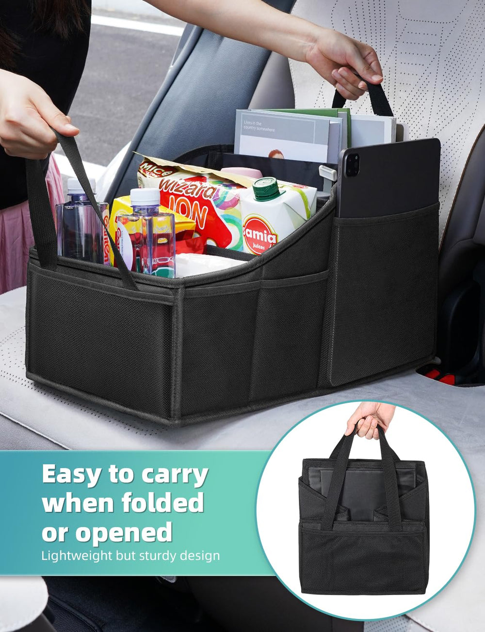 YOHOOLYO non-slip base and seatbelt strap providing stability while driving