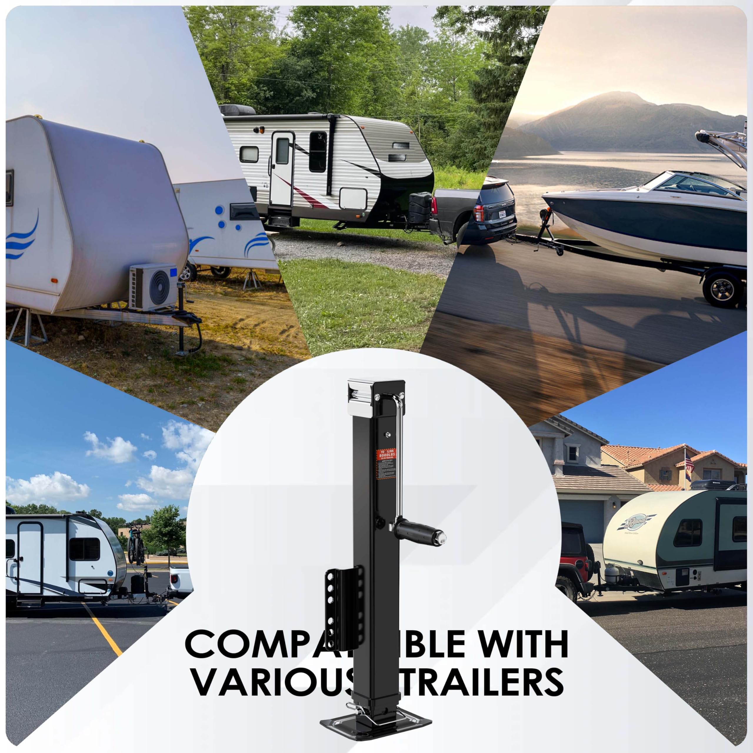 YOMILINK jack in boat trailer scene demonstrating corrosion resistance benefit