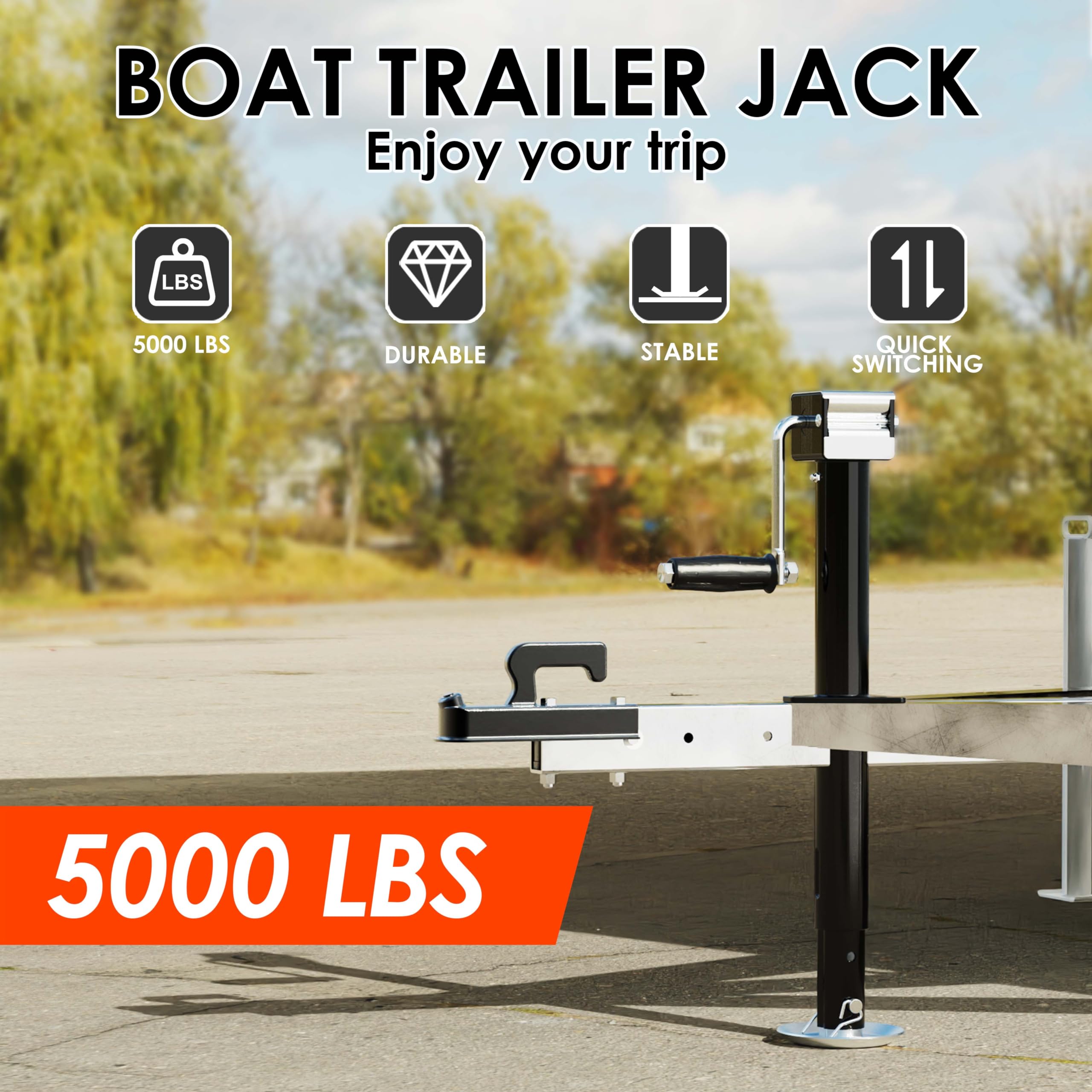 YOMILINK jack next to measuring tape showing compact size and lift range benefit