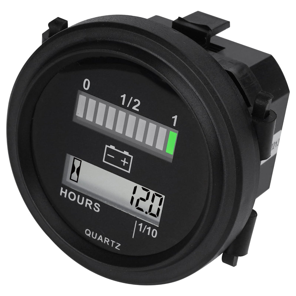 YOOREAL front panel gauge showing LED battery levels for quick checks