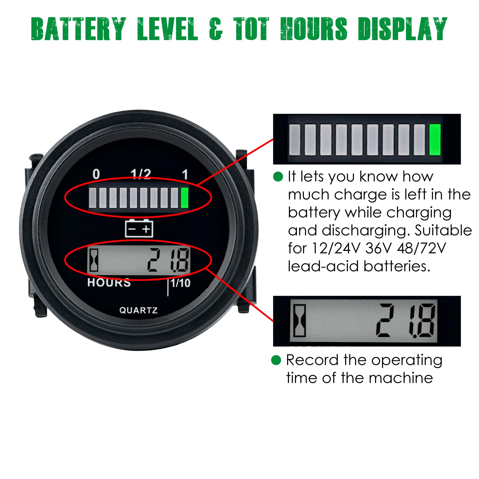 YOOREAL close-up of 10-LED display showing clear color-coded status