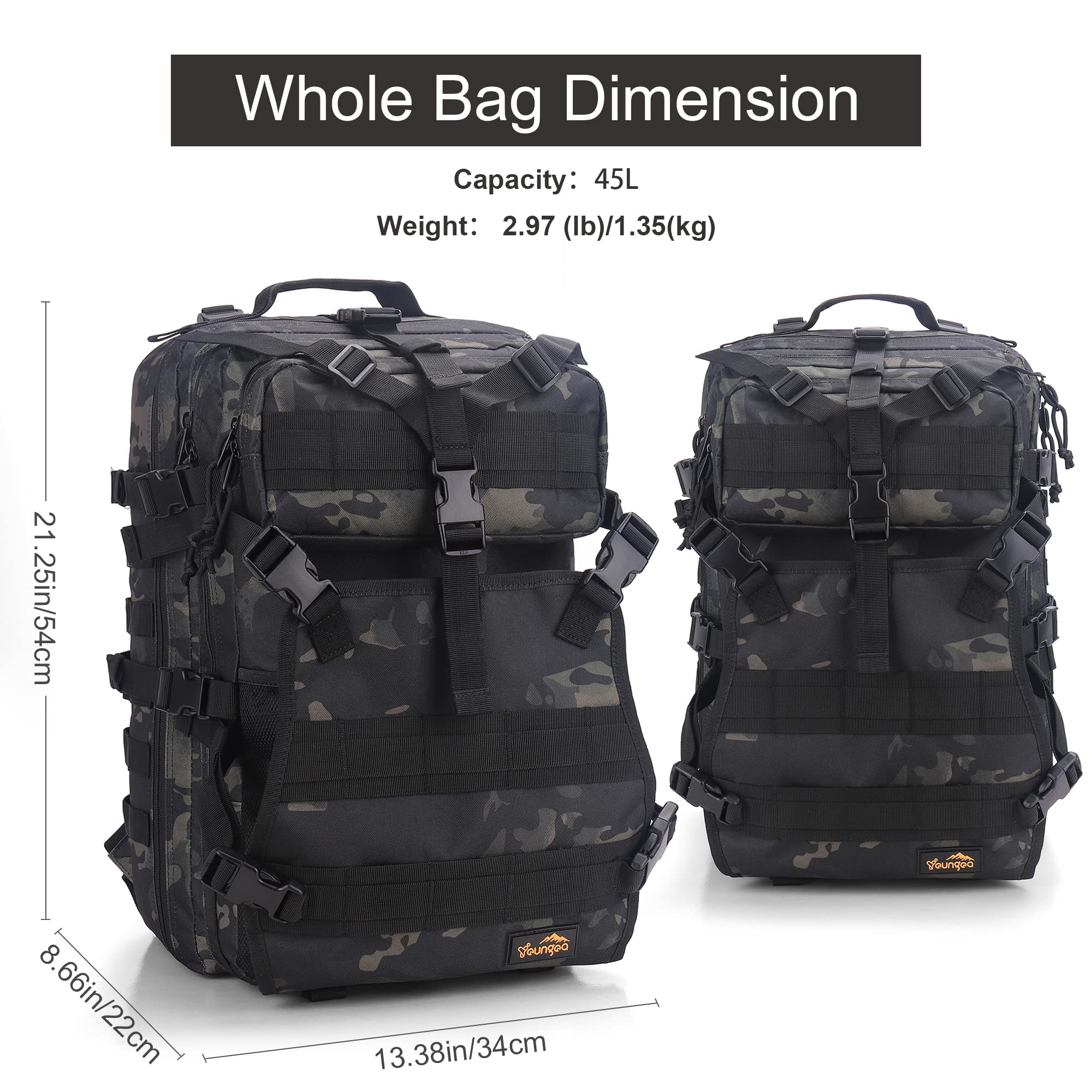 YOUNGOA backpack on motorcycle seat showing scale and fit, ideal for riders