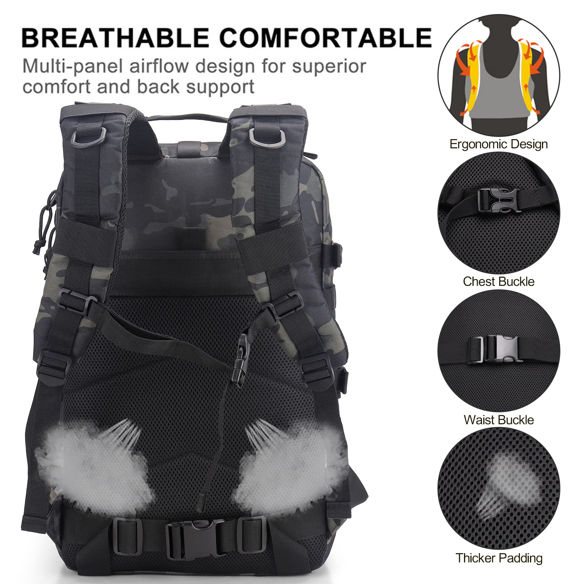 YOUNGOA padded back and shoulder straps with breathable mesh, reduced spine pressure