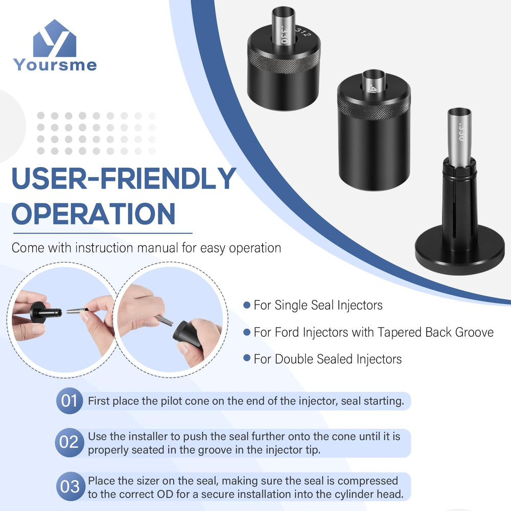 Yoursme 34640 resizer with visible size markings for precise injector seal compression