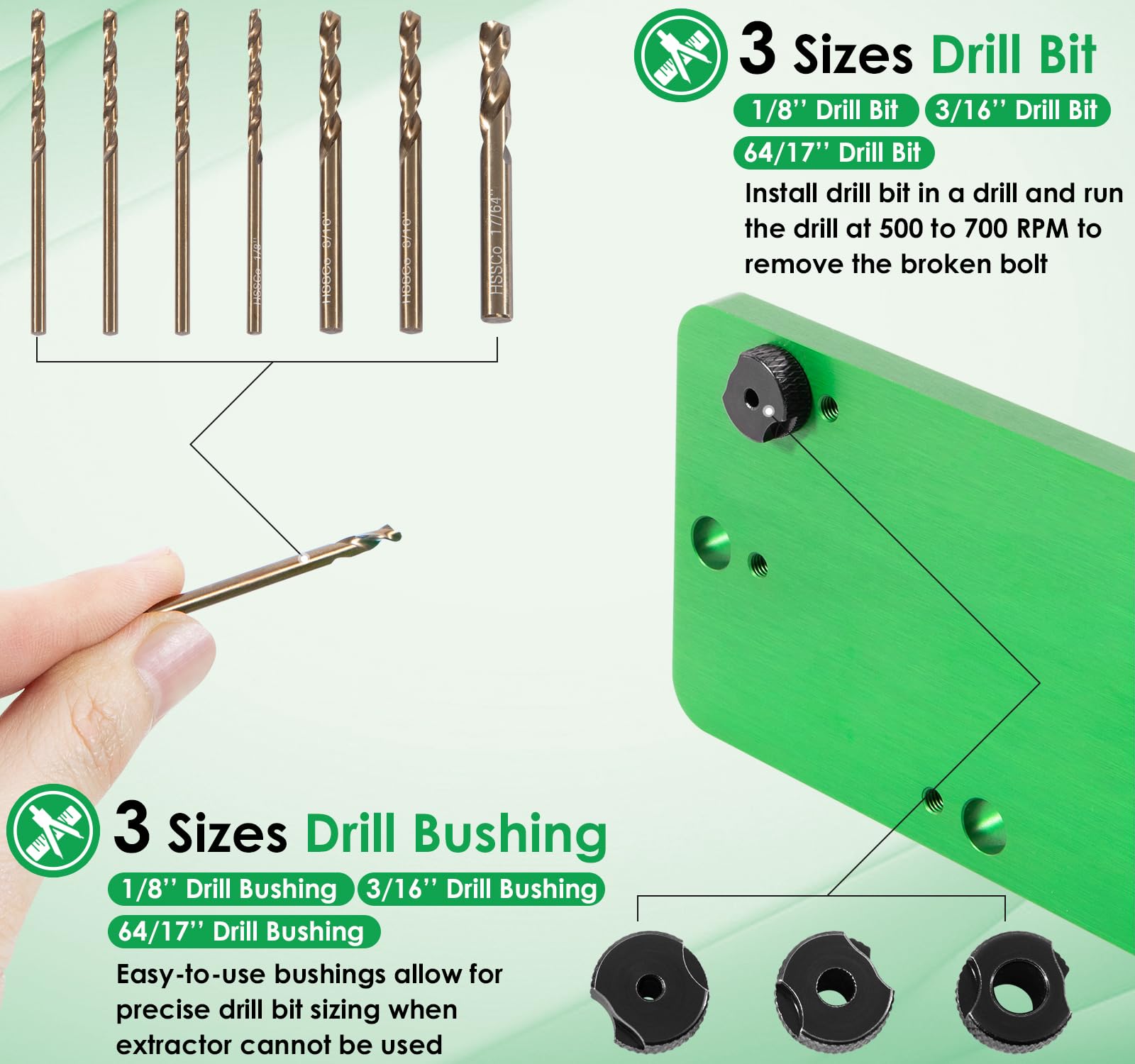 Yoursme slip bushings and cobalt drills demonstrating precise bit guidance and speed