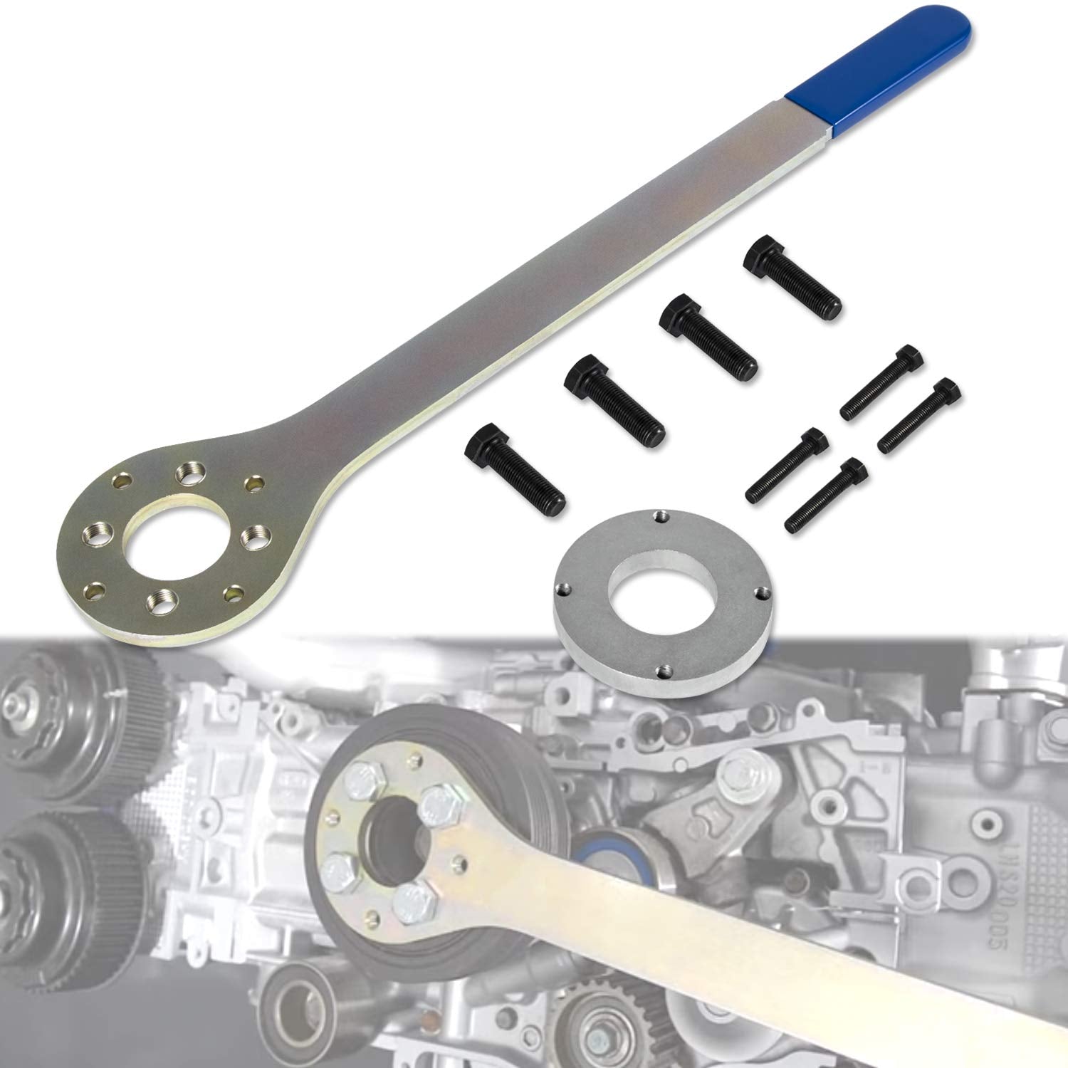 Yoursme crank pulley tool front view showing durable plate and mounting holes for secure fit