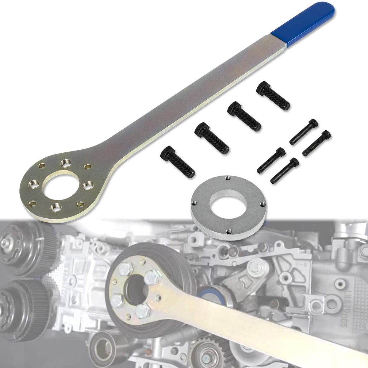 Yoursme crank pulley tool front view showing durable plate and mounting holes for secure fit