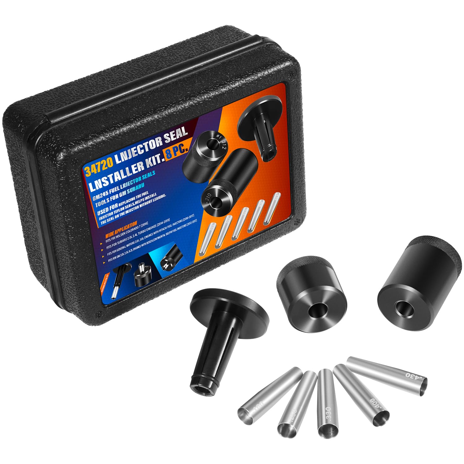 Yoursme tools beside a fuel injector for scale, demonstrating correct sizing and fit