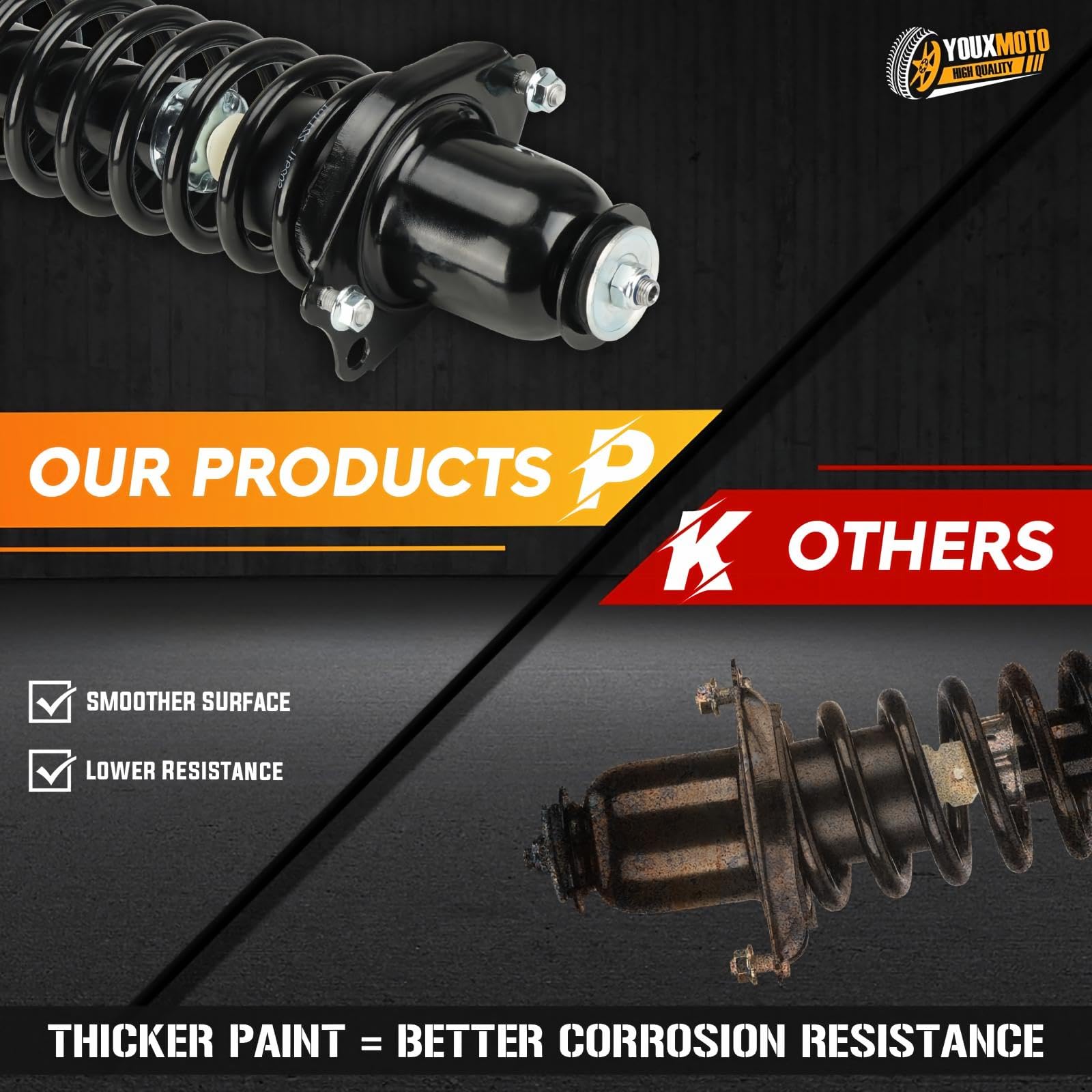 Youxmoto assembled struts pair on workbench for faster, safer installation