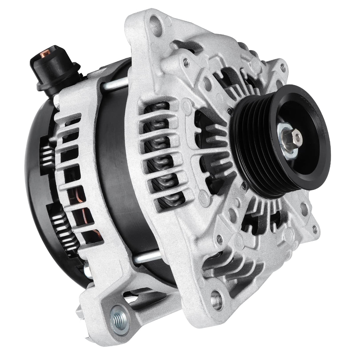 Youxmoto alternator front view showing mounting points and benefit of easy fit