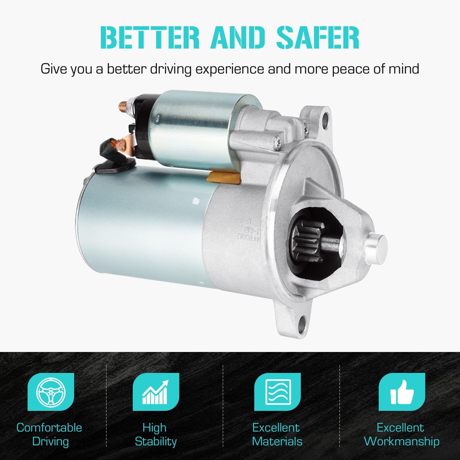 Youxmoto starter label and spec plate highlighting 12V PMGR and model numbers benefit correct match
