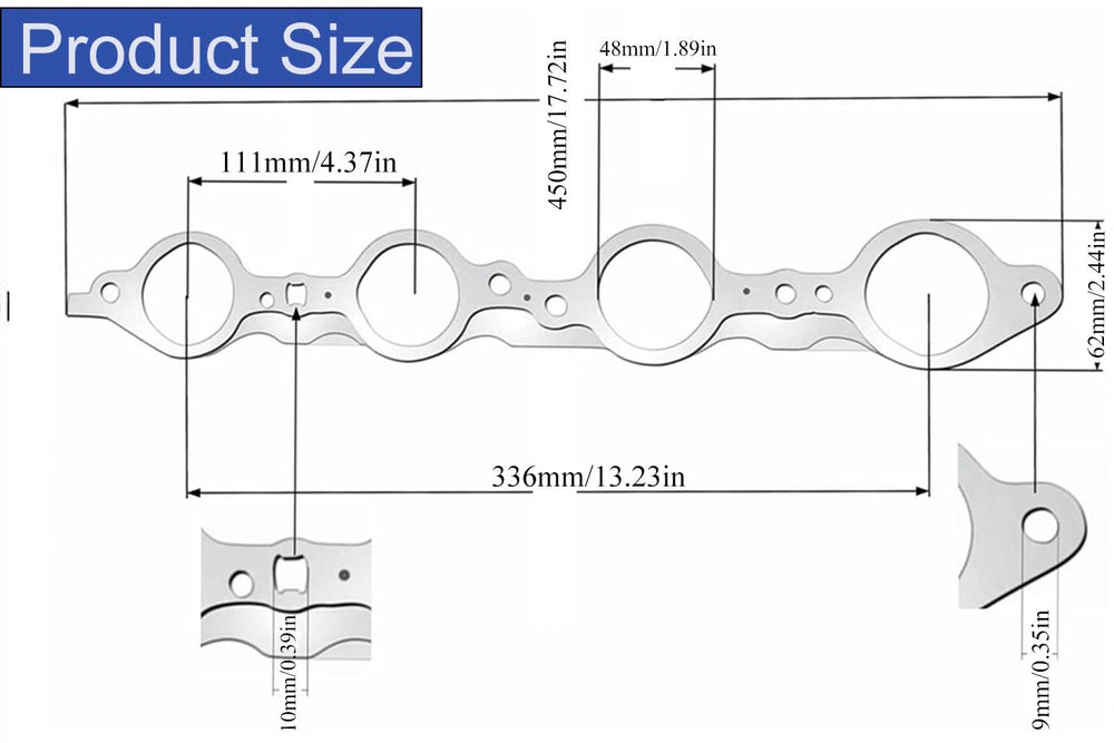 YOVOBS gasket kit beside ruler showing size and compatibility clarity