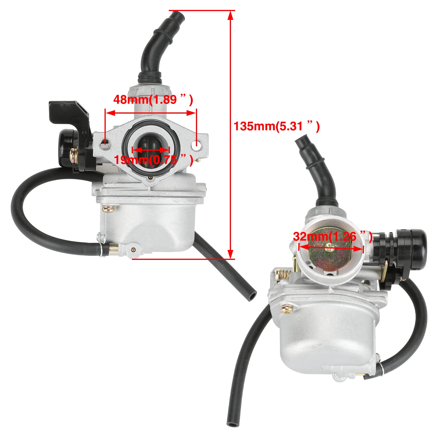 YOXUFA carburetor mounted on pit bike showing fitment clarity