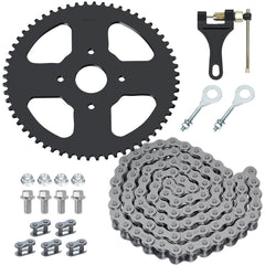 YOXUFA front view of sprocket and 420 chain showing complete kit and durability