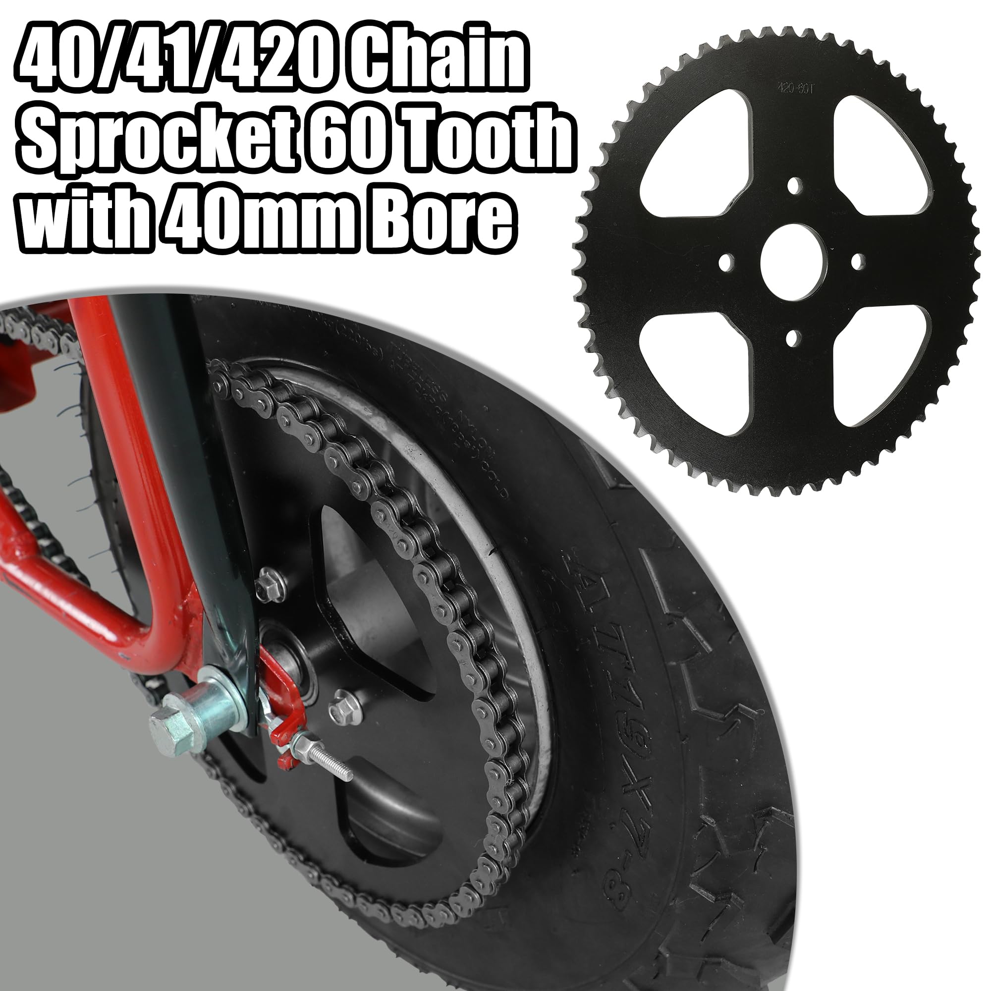 YOXUFA sprocket mounted on mini bike hub demonstrating secure bolt-on fitment
