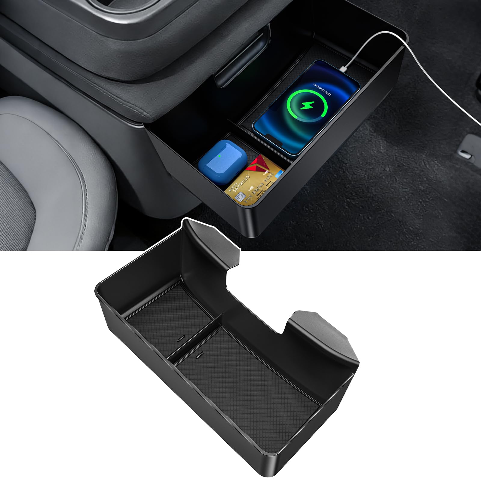 YPHUIKI front view installed in Silverado console shows organized storage