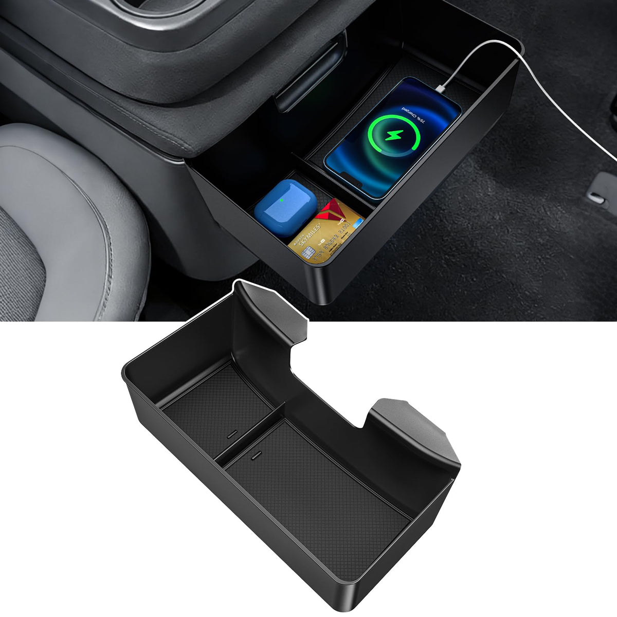 YPHUIKI front view installed in Silverado console shows organized storage