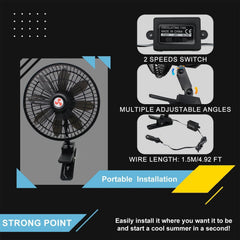 YQSIYU fan clipped to a sun visor demonstrating secure mount and targeted cooling