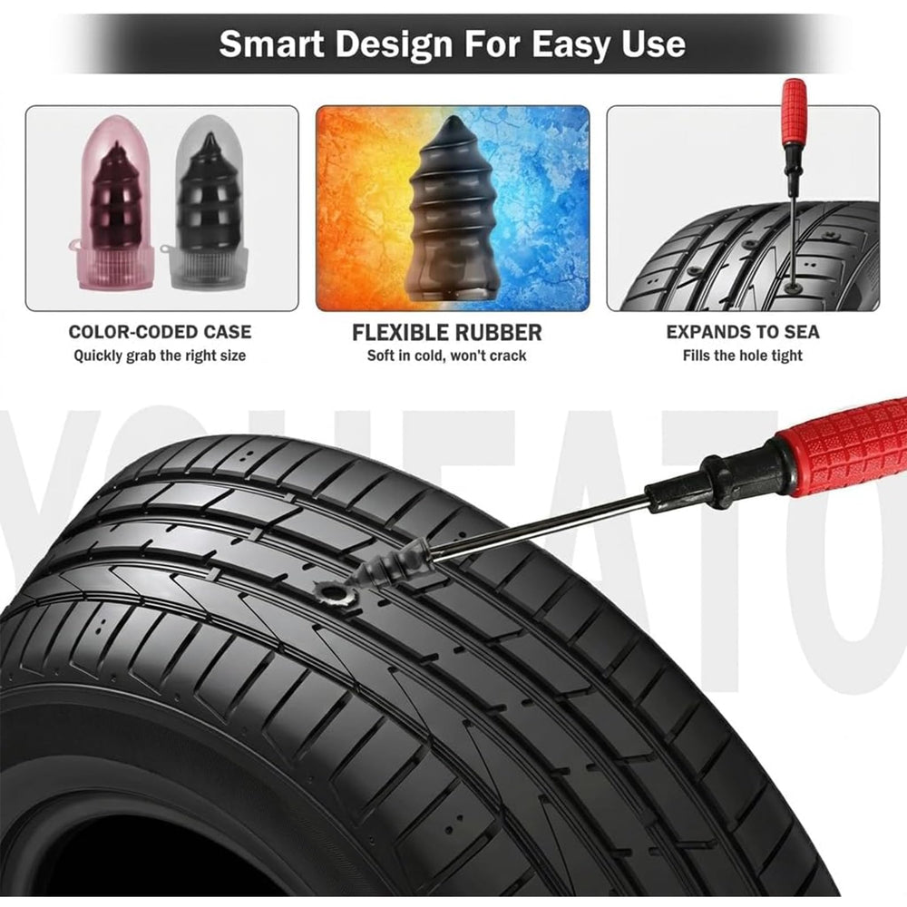 Yshfato used at a roadside scene with a driver repairing a tire after puncture