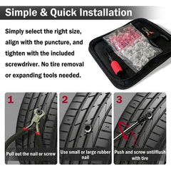 Yshfato screwdriver inserting a plug into a tire to demonstrate fast roadside repair