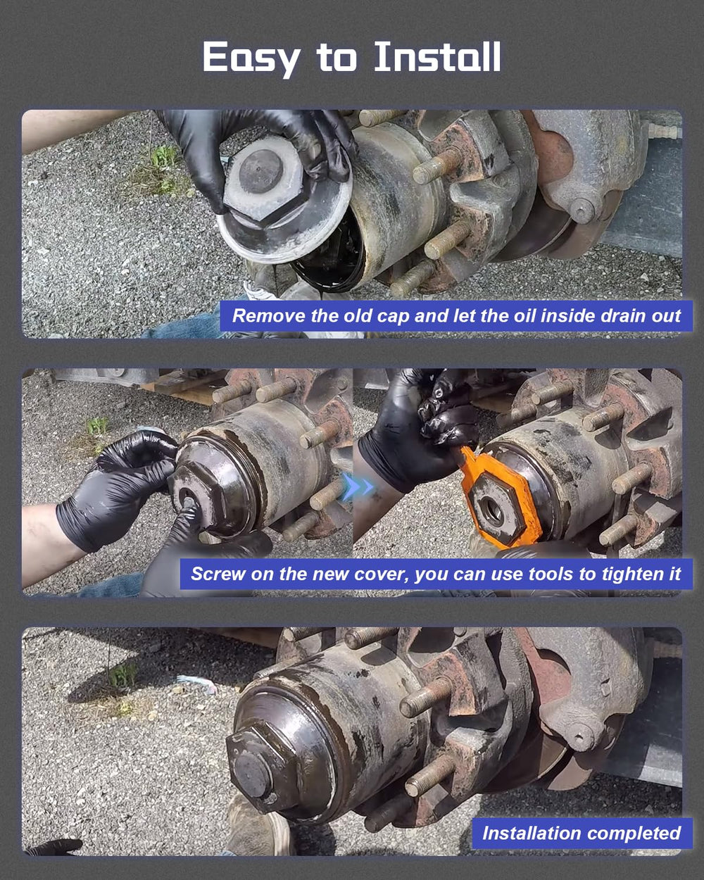 YUANTUO dust cap installed on axle demonstrating protection and sealing benefit