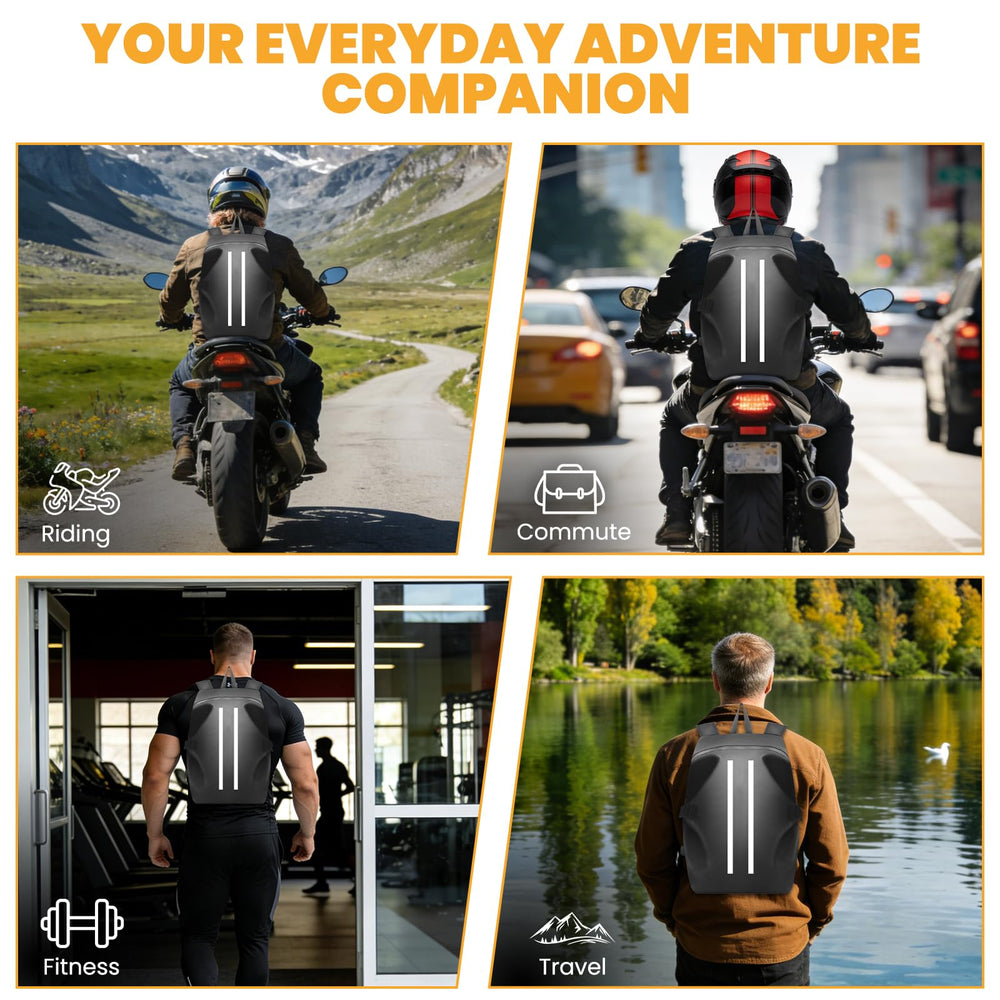 yucenbra bag mounted on motorcycle illustrating real-world utility and scale