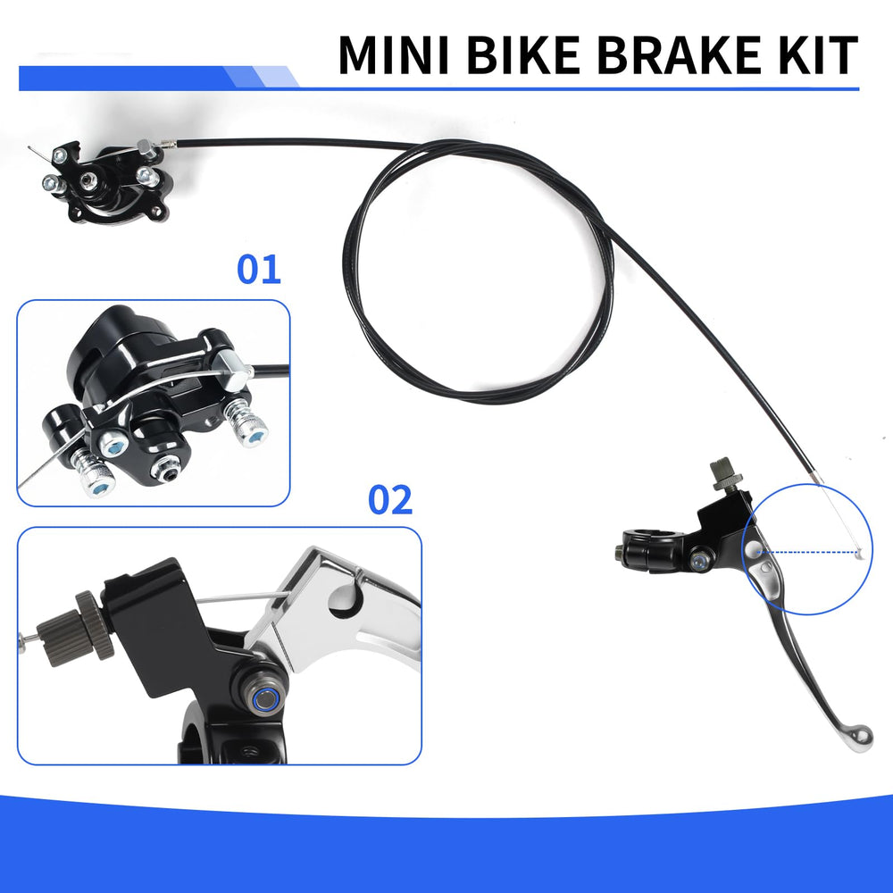 YUEARN assembled kit installed on minibike rear demonstrating compatibility and improved braking
