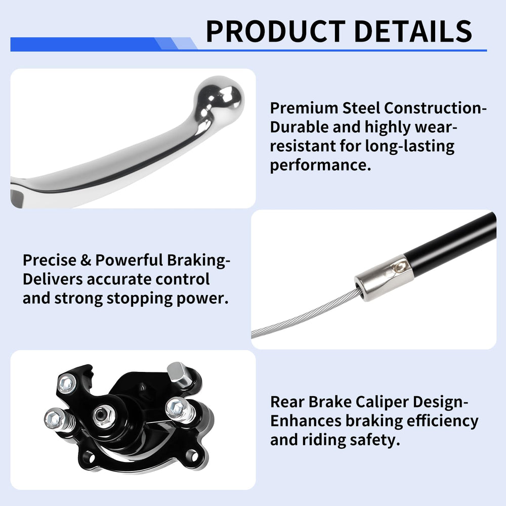 YUEARN brake components next to ruler showing accurate 51 mm caliper mount distance for correct fit