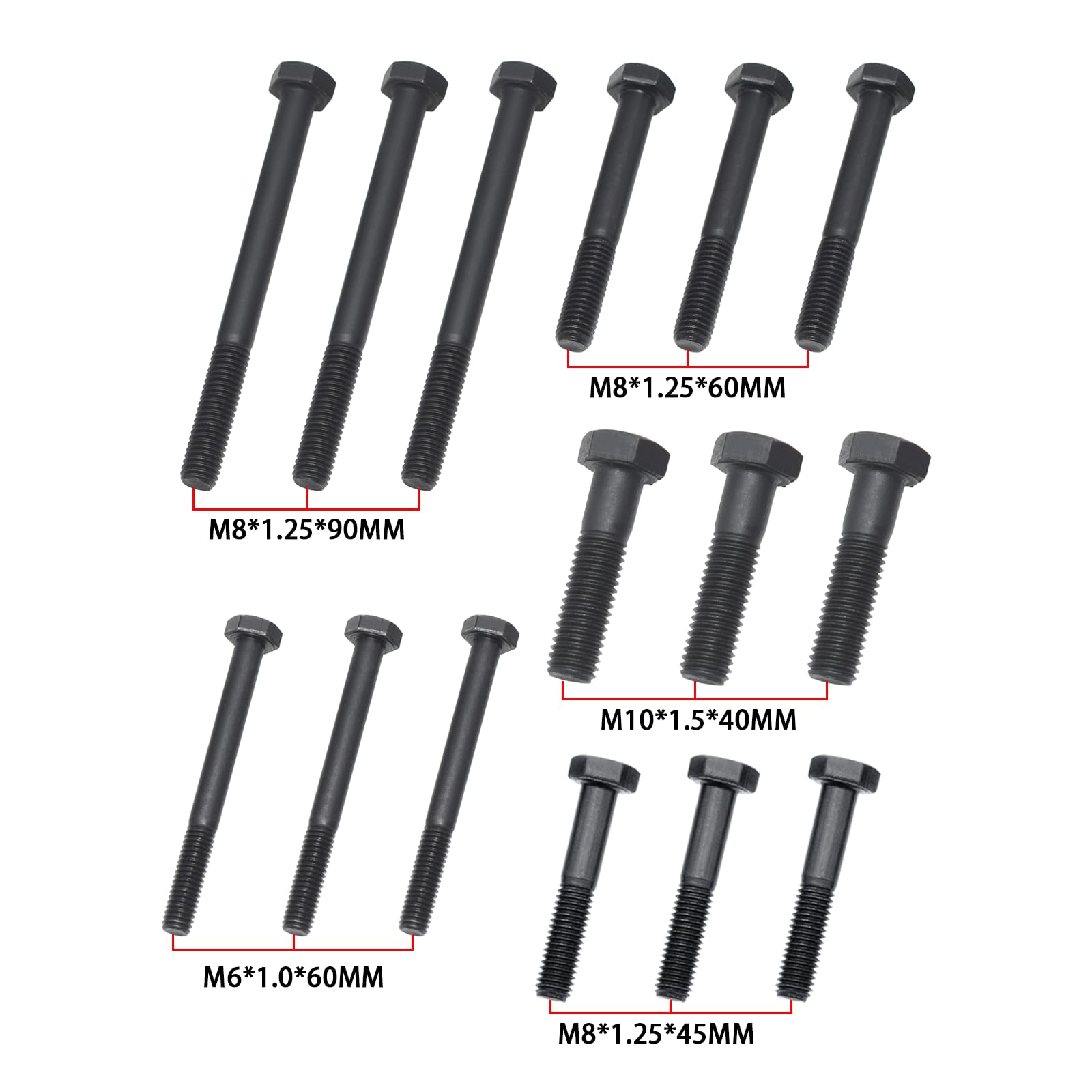 Yuesstloo assorted bolts laid out showing metric and imperial variety for fitment