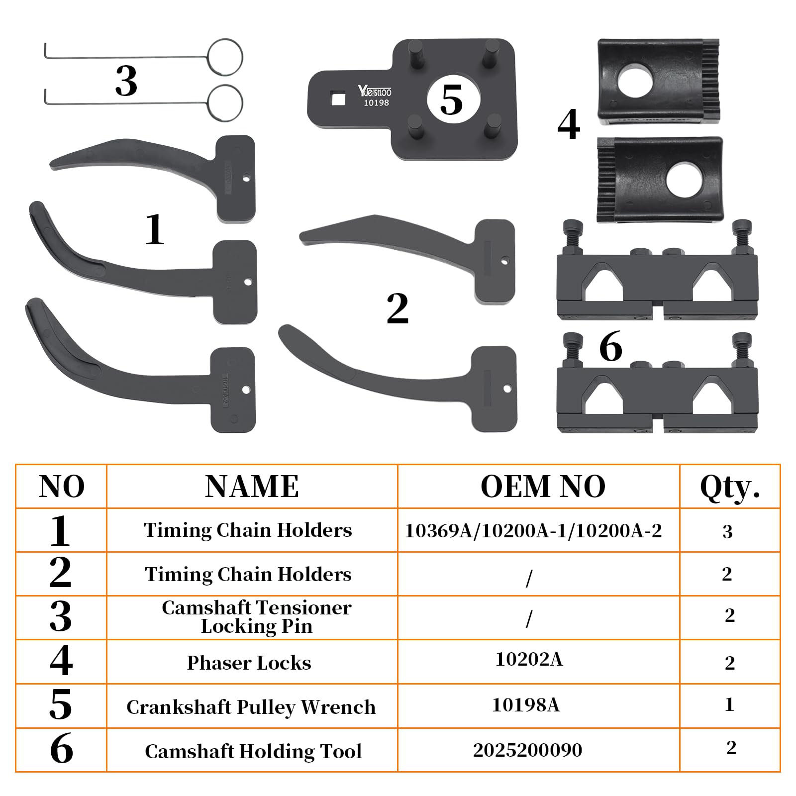 Yuesstloo camshaft holder close-up showing precision fit for secure positioning