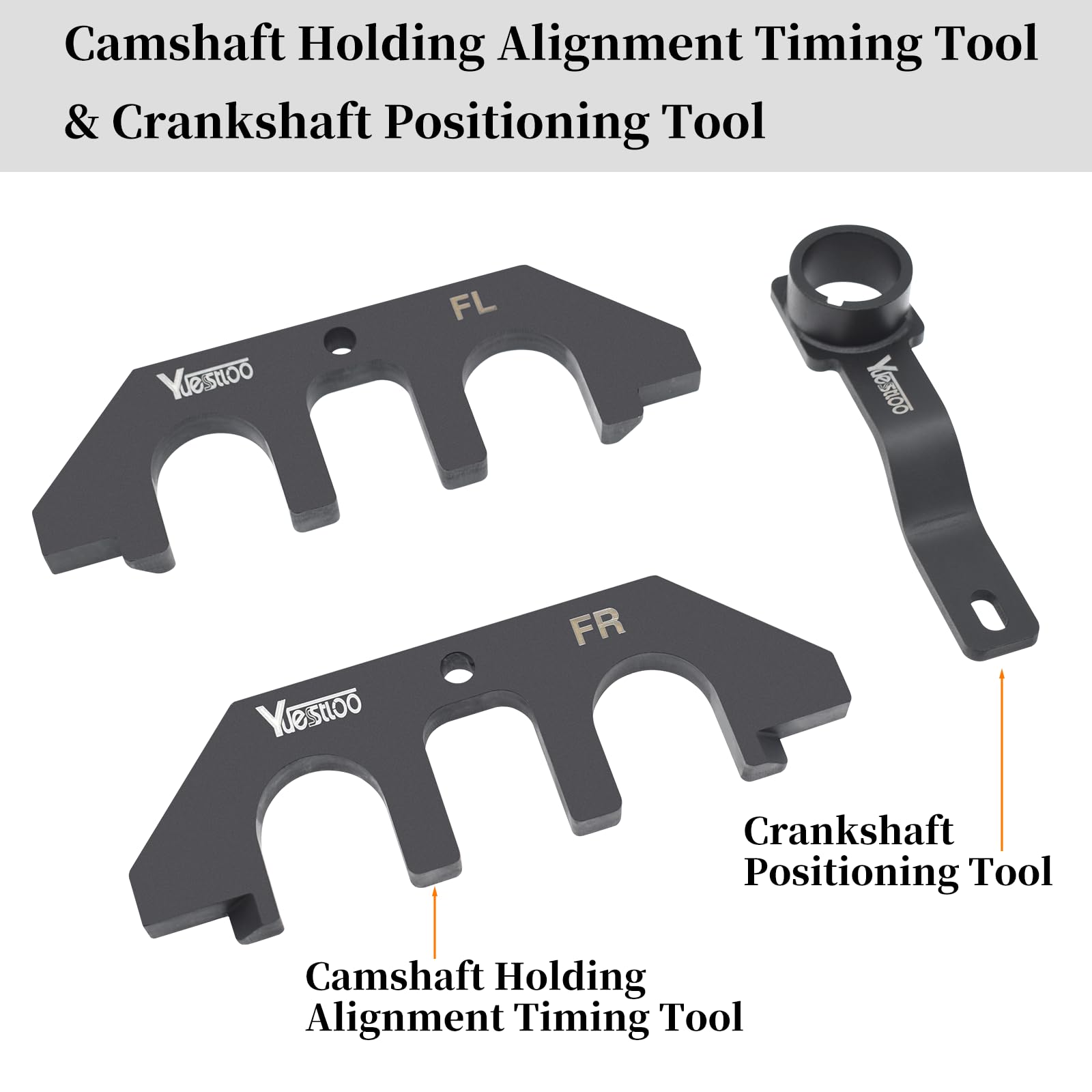 Yuesstloo camshaft holding tool close-up showing precision fit and durable steel construction
