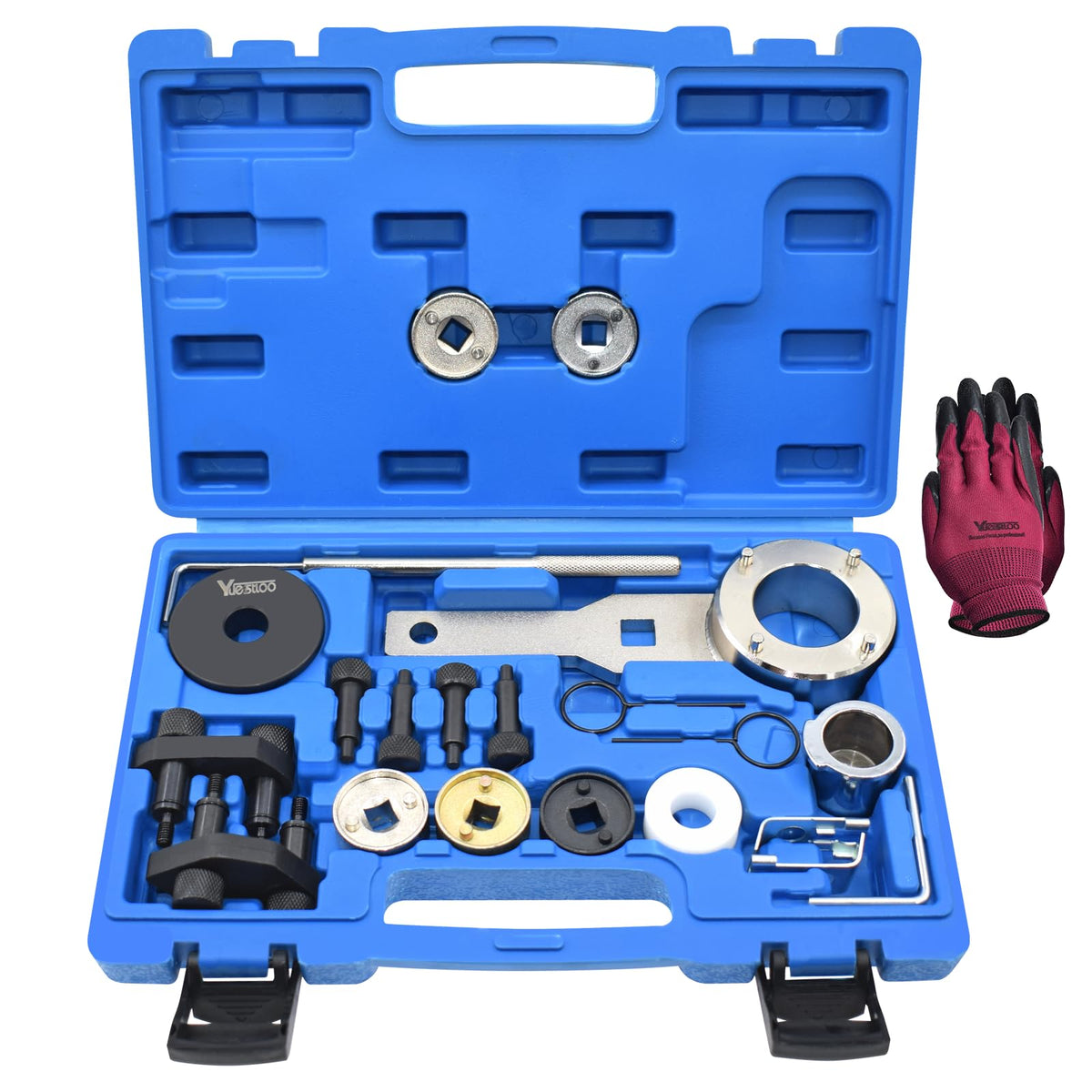 Yuesstloo front case open showing organized tool kit for accurate timing