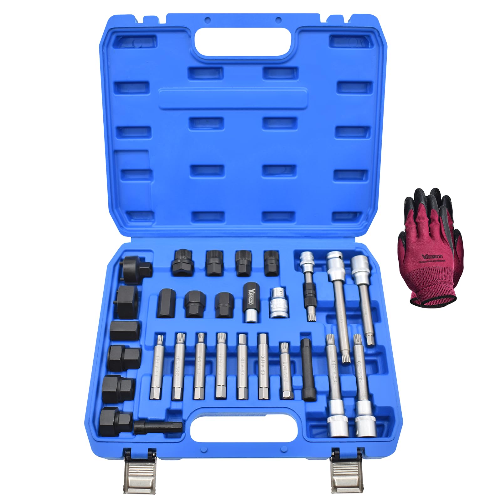 Yuesstloo open case showing organized 30-piece kit and easy transport benefits